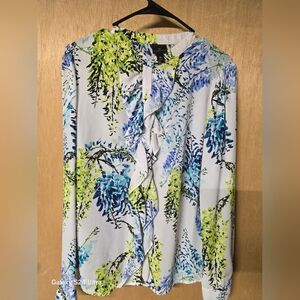 Worthington Vibrant Floral Shirt in Blue and Yellow